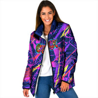 Chuuk Tropical Sunset Coordinates Padded Jacket Neon Graffiti Polynesian Tribal