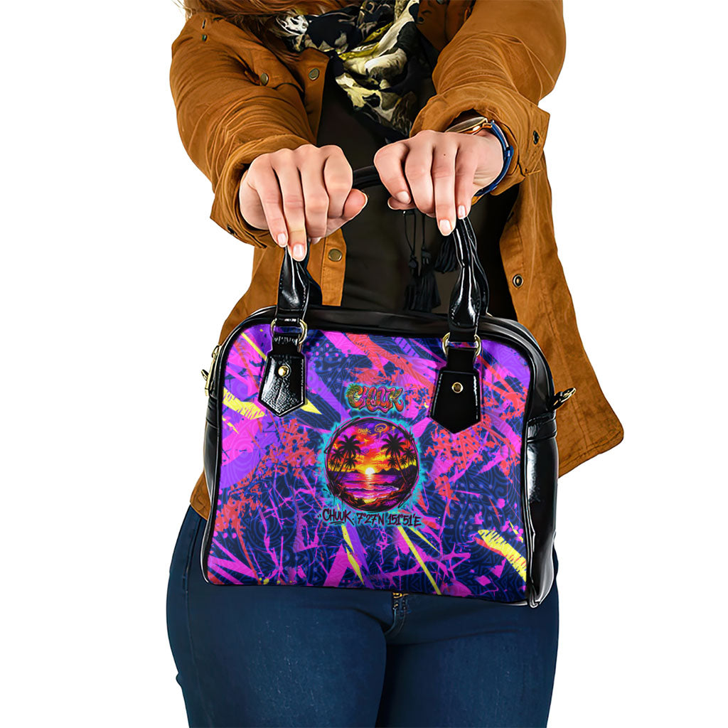 Chuuk Tropical Sunset Coordinates Shoulder Handbag Neon Graffiti Polynesian Tribal