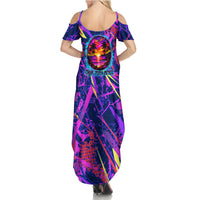 Chuuk Tropical Sunset Coordinates Summer Maxi Dress Neon Graffiti Polynesian Tribal