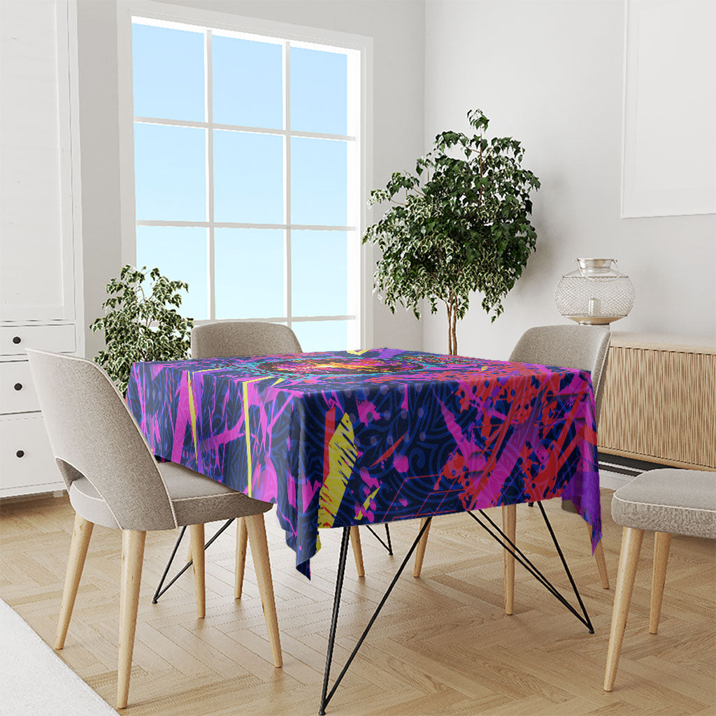 Chuuk Tropical Sunset Coordinates Tablecloth Neon Graffiti Polynesian Tribal