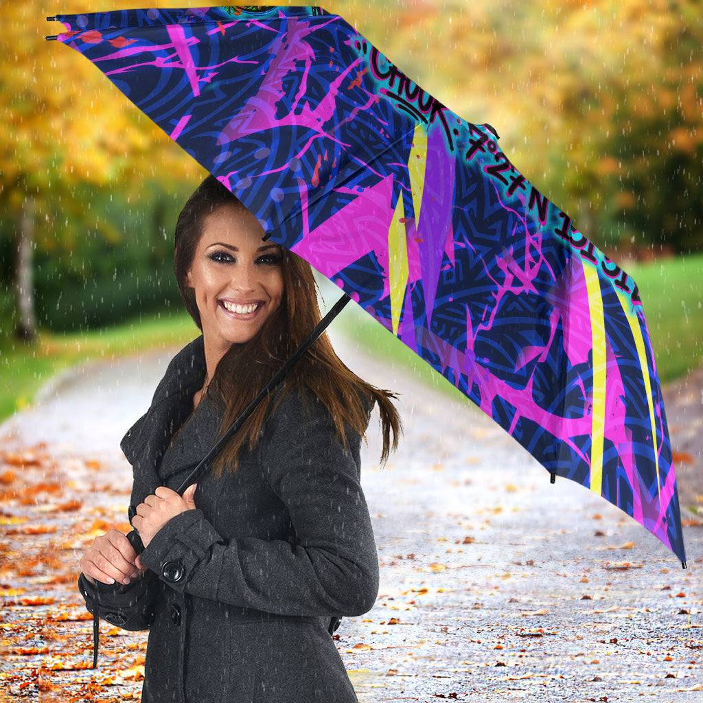 Chuuk Tropical Sunset Coordinates Umbrella Neon Graffiti Polynesian Tribal