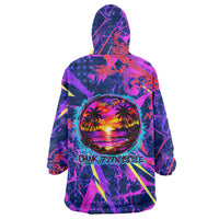 Chuuk Tropical Sunset Coordinates Wearable Blanket Hoodie Neon Graffiti Polynesian Tribal