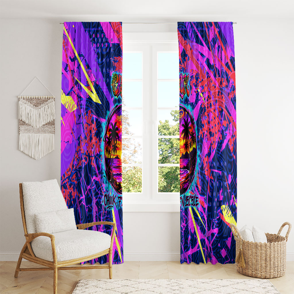 Chuuk Tropical Sunset Coordinates Window Curtain Neon Graffiti Polynesian Tribal