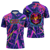 Chuuk Tropical Sunset Coordinates Zipper Polo Shirt Neon Graffiti Polynesian Tribal