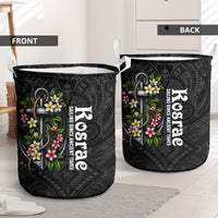 Kosrae Nautical Heritage Laundry Basket Polynesian Tribal Anchor With Plumeria Tropical Art