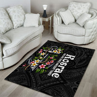 Kosrae Nautical Heritage Area Rug Polynesian Tribal Anchor With Plumeria Tropical Art