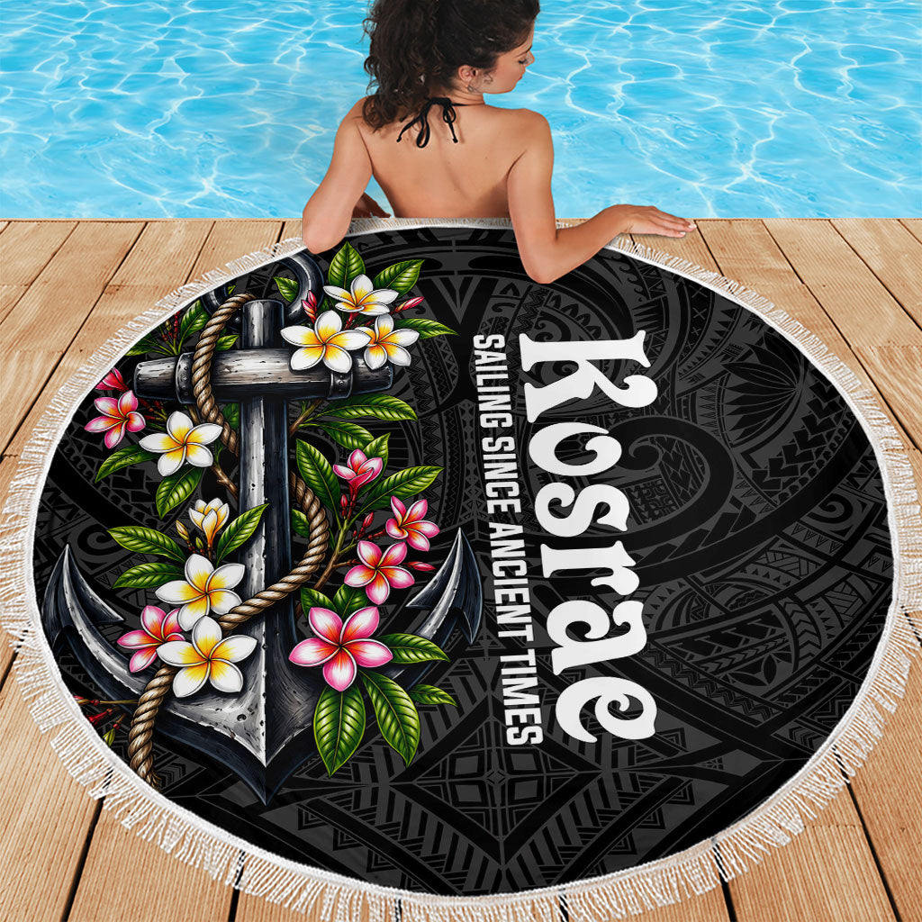 Kosrae Nautical Heritage Beach Blanket Polynesian Tribal Anchor With Plumeria Tropical Art