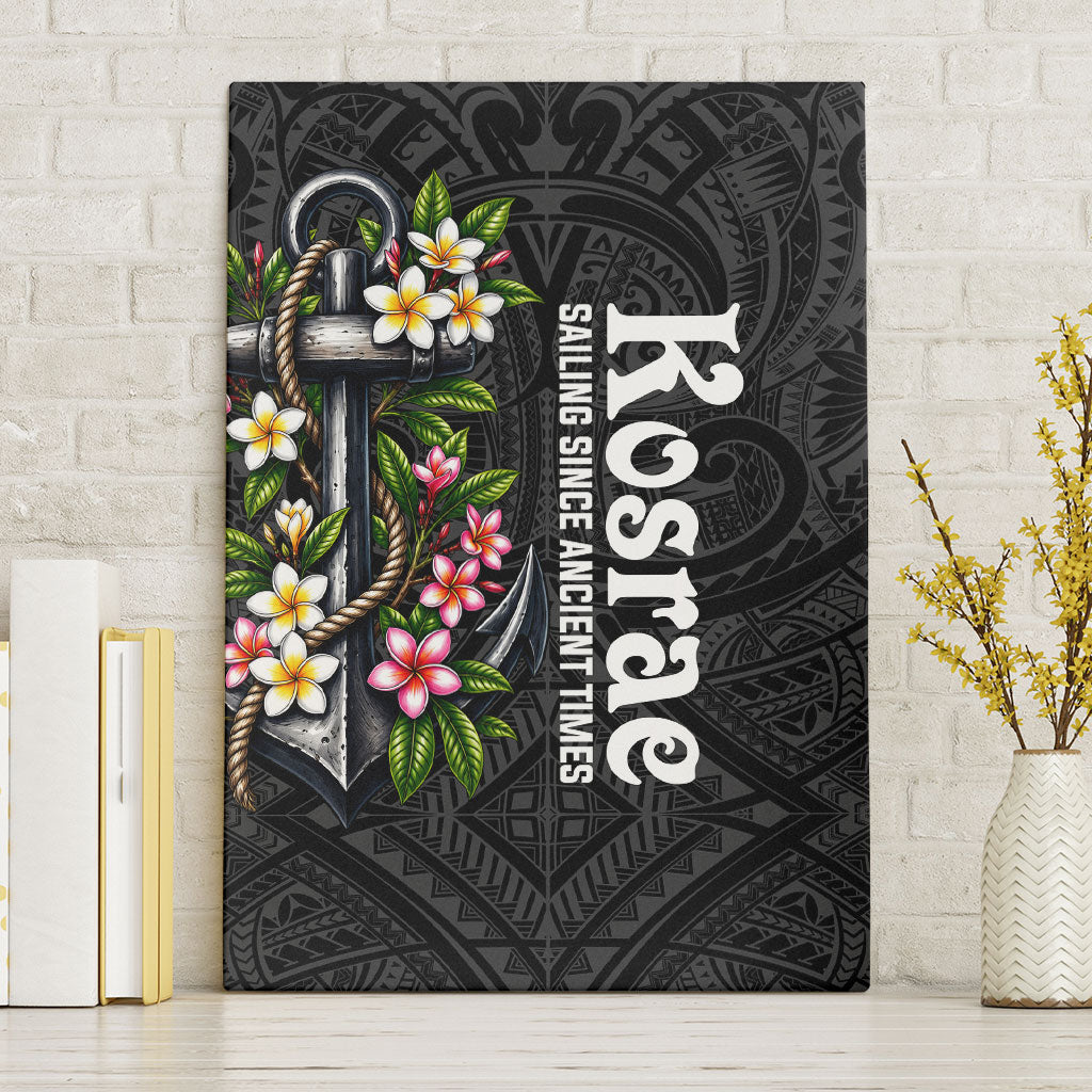 Kosrae Nautical Heritage Canvas Wall Art Polynesian Tribal Anchor With Plumeria Tropical Art