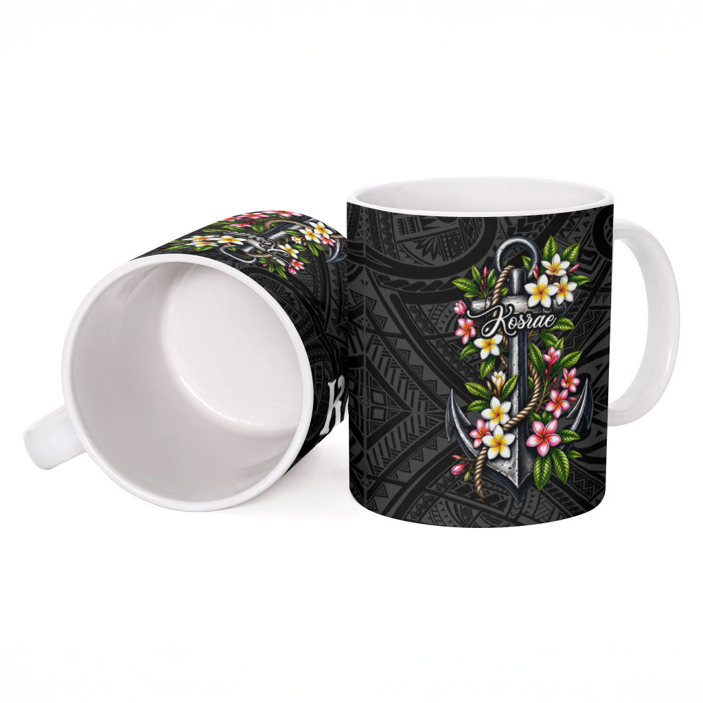 Kosrae Nautical Heritage Ceramic Mug Polynesian Tribal Anchor With Plumeria Tropical Art