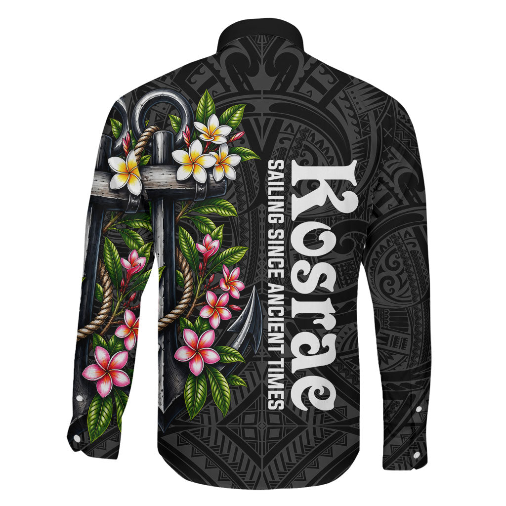 Kosrae Nautical Heritage Family Matching Off Shoulder Short Dress and Hawaiian Shirt Polynesian Tribal Anchor With Plumeria Tropical Art