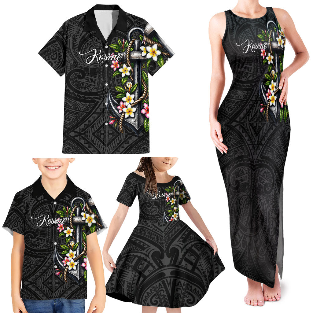 Kosrae Nautical Heritage Family Matching Tank Maxi Dress and Hawaiian Shirt Polynesian Tribal Anchor With Plumeria Tropical Art TS04 - Polynesian Pride