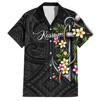 Kosrae Nautical Heritage Family Matching Tank Maxi Dress and Hawaiian Shirt Polynesian Tribal Anchor With Plumeria Tropical Art