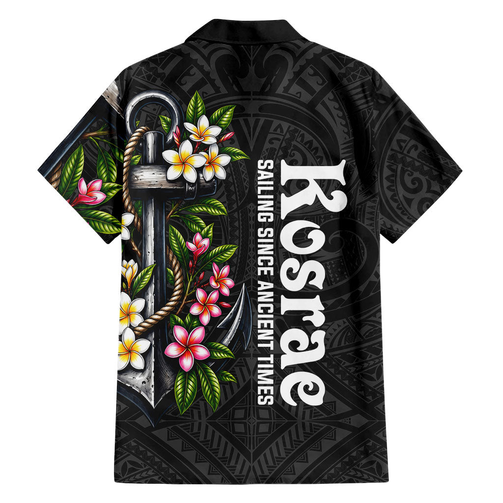 Kosrae Nautical Heritage Family Matching Tank Maxi Dress and Hawaiian Shirt Polynesian Tribal Anchor With Plumeria Tropical Art