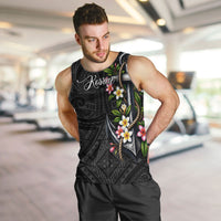 Kosrae Nautical Heritage Men Tank Top Polynesian Tribal Anchor With Plumeria Tropical Art