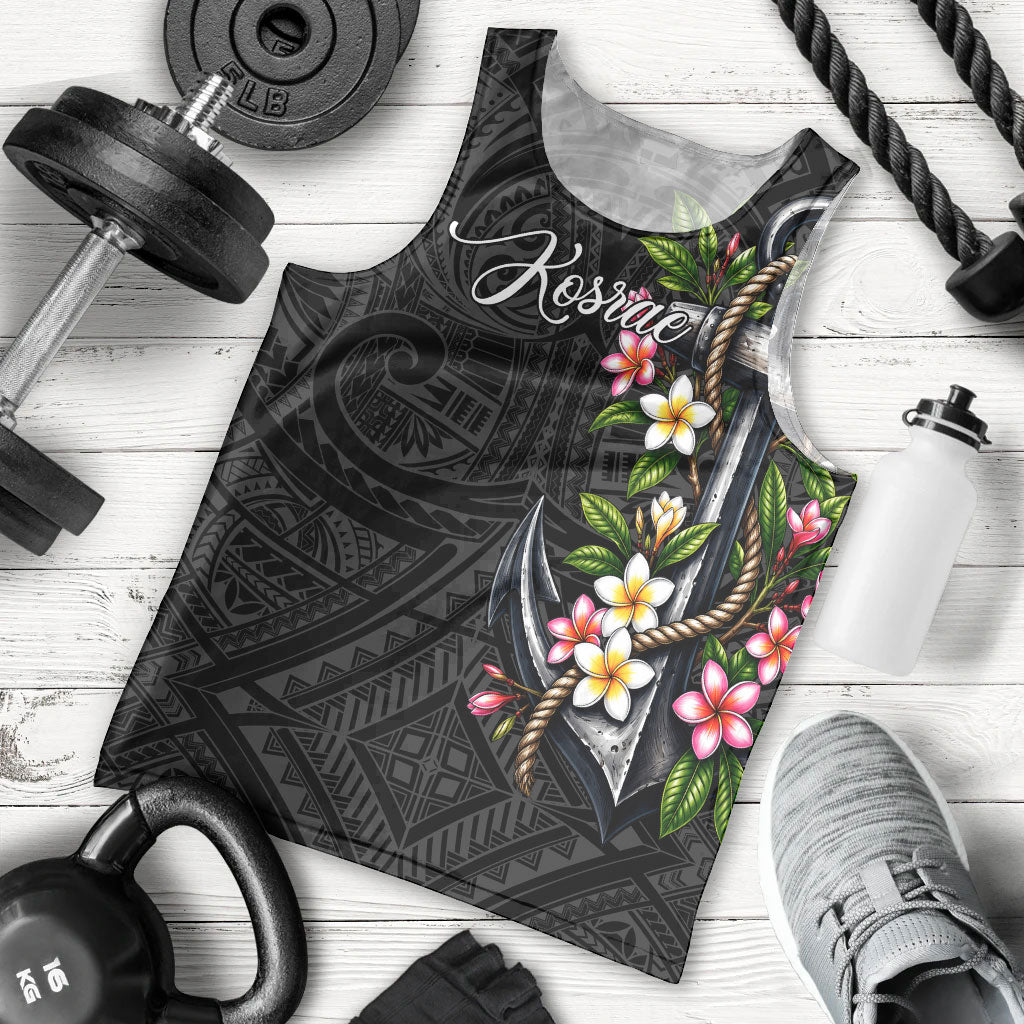 Kosrae Nautical Heritage Men Tank Top Polynesian Tribal Anchor With Plumeria Tropical Art