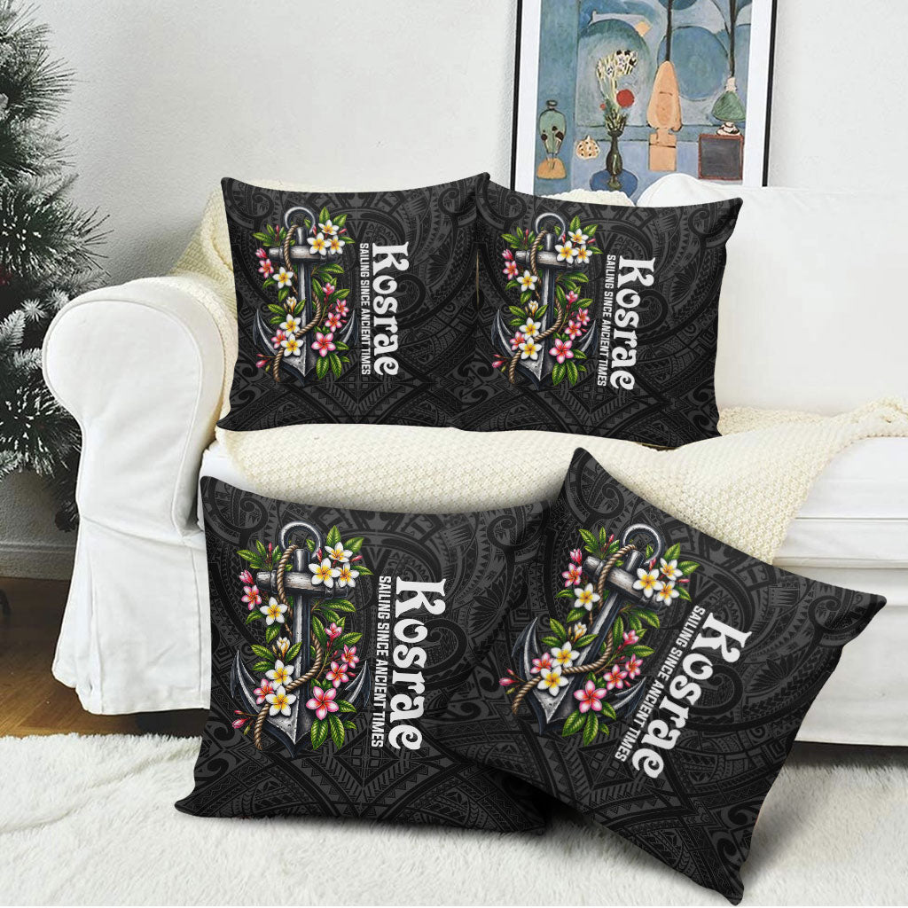 Kosrae Nautical Heritage Pillow Cover Polynesian Tribal Anchor With Plumeria Tropical Art
