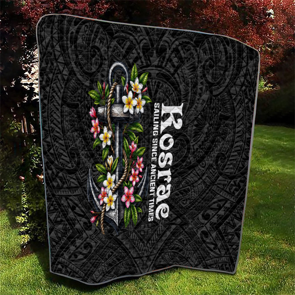 Kosrae Nautical Heritage Quilt Polynesian Tribal Anchor With Plumeria Tropical Art