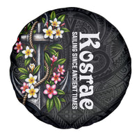 Kosrae Nautical Heritage Spare Tire Cover Polynesian Tribal Anchor With Plumeria Tropical Art