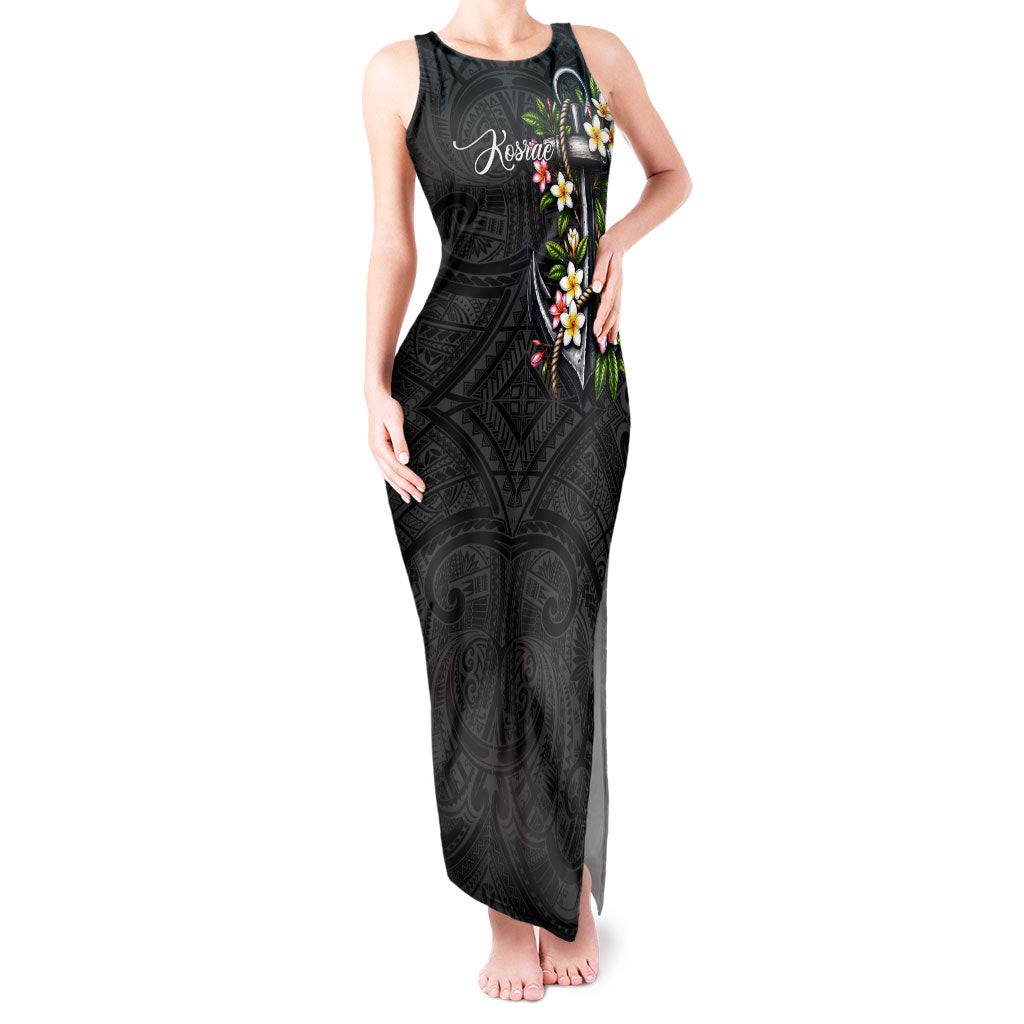 Kosrae Nautical Heritage Tank Maxi Dress Polynesian Tribal Anchor With Plumeria Tropical Art