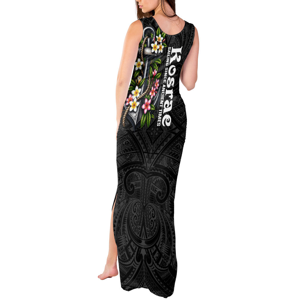 Kosrae Nautical Heritage Tank Maxi Dress Polynesian Tribal Anchor With Plumeria Tropical Art