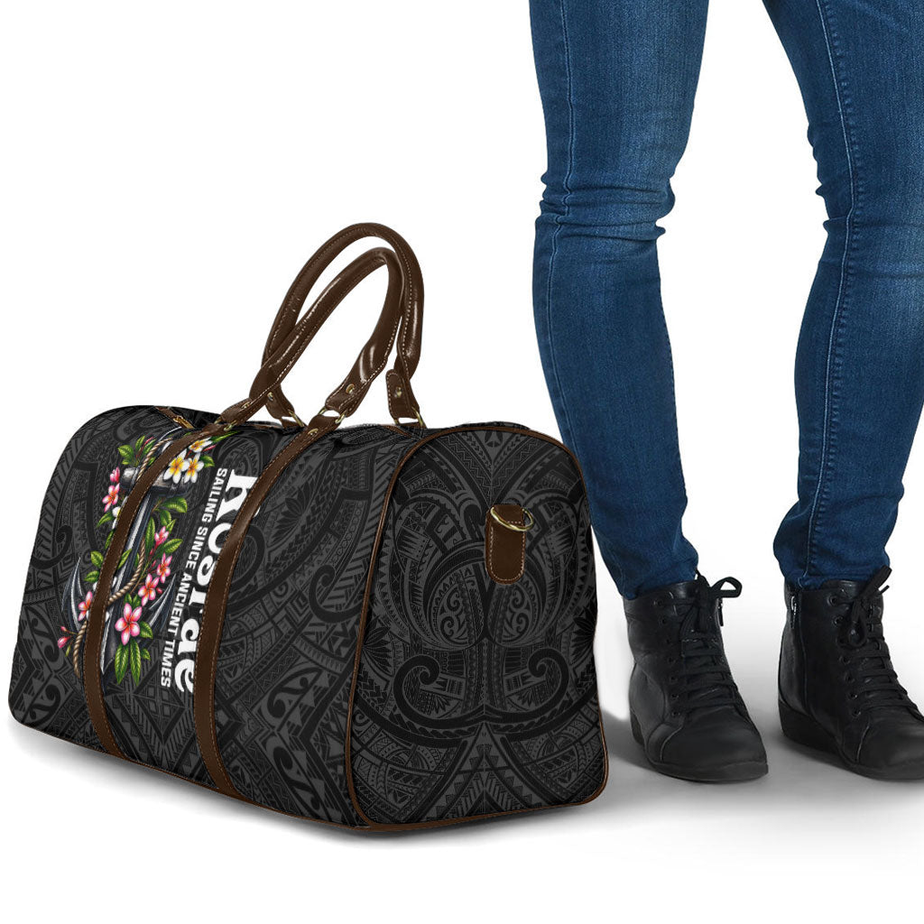 Kosrae Nautical Heritage Travel Bag Polynesian Tribal Anchor With Plumeria Tropical Art
