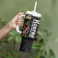 Kosrae Nautical Heritage Tumbler With Handle Polynesian Tribal Anchor With Plumeria Tropical Art