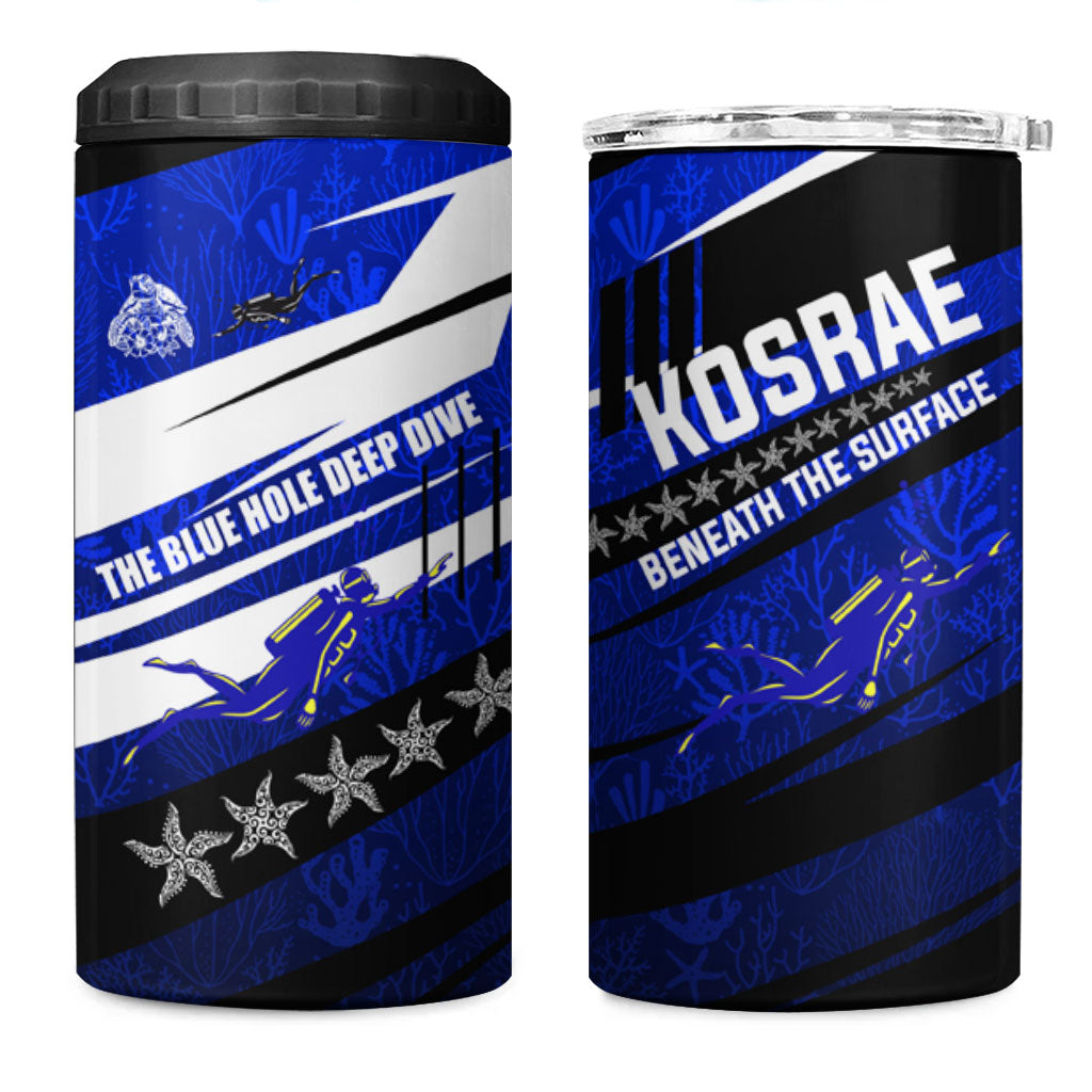 Kosrae Deep Sea Scuba Diving 4 in 1 Can Cooler Tumbler Blue Hole Beneath The Surface Coral Reef Graphic Art
