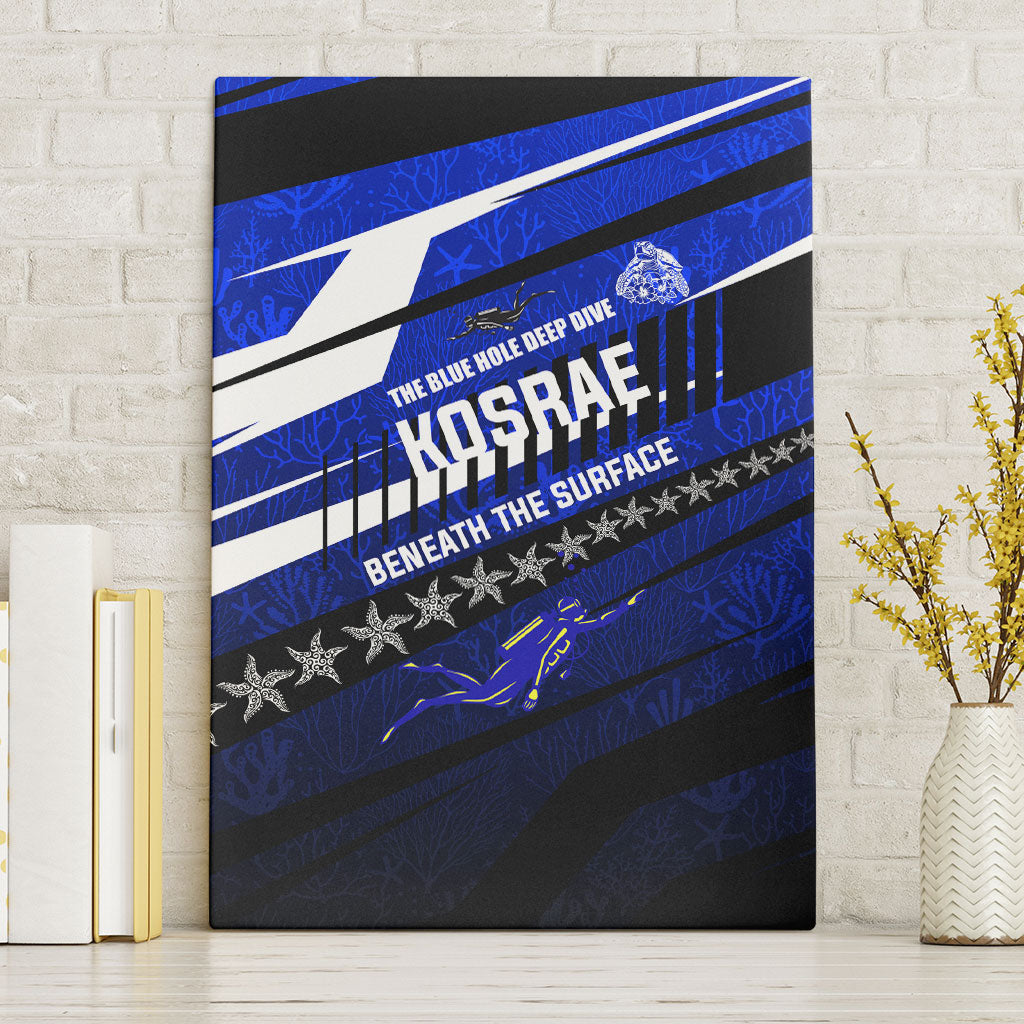 Kosrae Deep Sea Scuba Diving Canvas Wall Art Blue Hole Beneath The Surface Coral Reef Graphic Art TS04 Without Frame Blue Black - Polynesian Pride