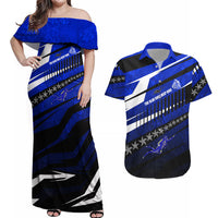 Kosrae Deep Sea Scuba Diving Couples Matching Off Shoulder Maxi Dress and Hawaiian Shirt Blue Hole Beneath The Surface Coral Reef Graphic Art