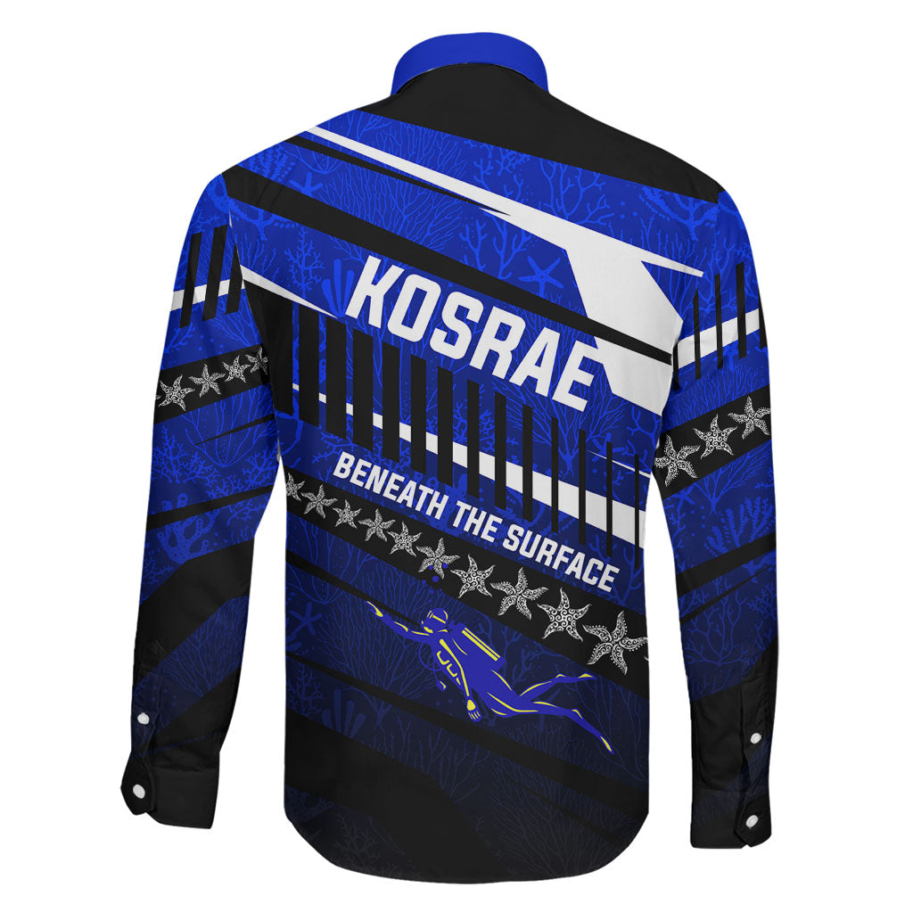 Kosrae Deep Sea Scuba Diving Family Matching Long Sleeve Bodycon Dress and Hawaiian Shirt Blue Hole Beneath The Surface Coral Reef Graphic Art