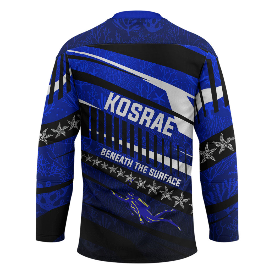 Kosrae Deep Sea Scuba Diving Hockey Jersey Blue Hole Beneath The Surface Coral Reef Graphic Art