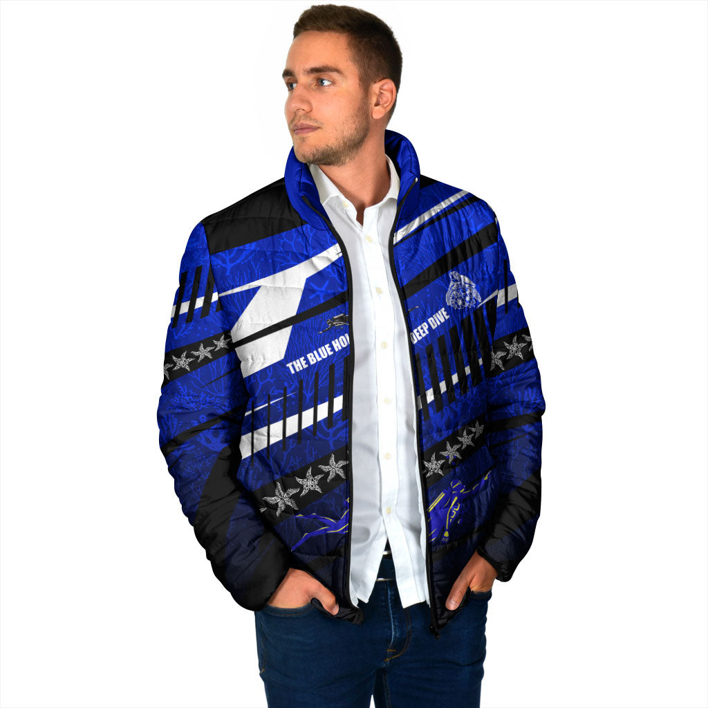 Kosrae Deep Sea Scuba Diving Padded Jacket Blue Hole Beneath The Surface Coral Reef Graphic Art
