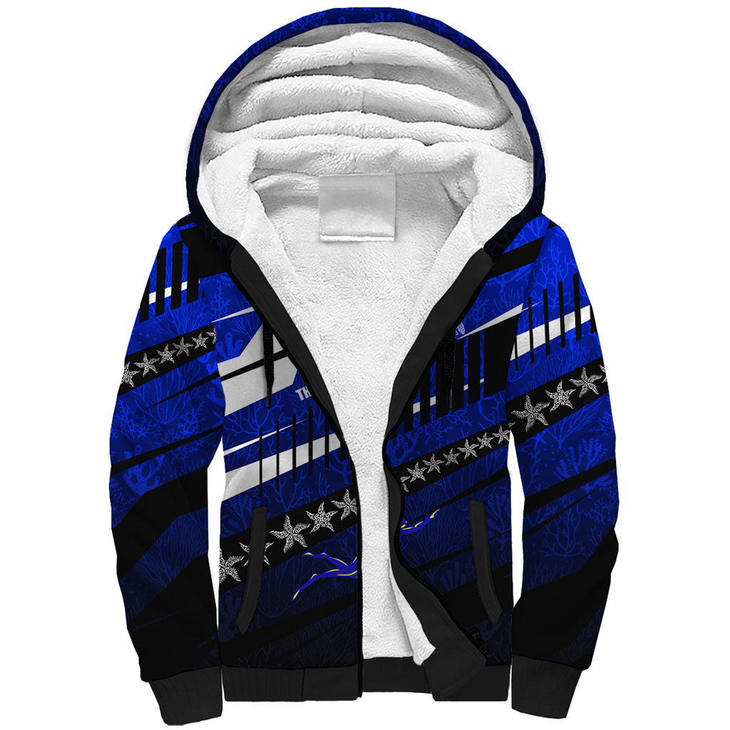 Kosrae Deep Sea Scuba Diving Sherpa Hoodie Blue Hole Beneath The Surface Coral Reef Graphic Art