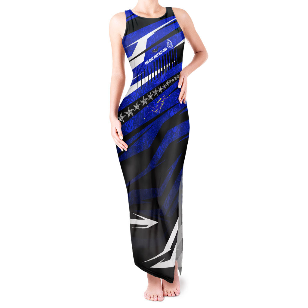 Kosrae Deep Sea Scuba Diving Tank Maxi Dress Blue Hole Beneath The Surface Coral Reef Graphic Art