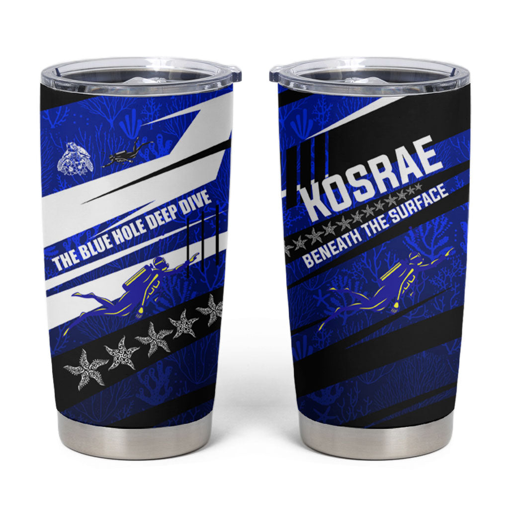 Kosrae Deep Sea Scuba Diving Tumbler Cup Blue Hole Beneath The Surface Coral Reef Graphic Art TS04 Blue Black - Polynesian Pride