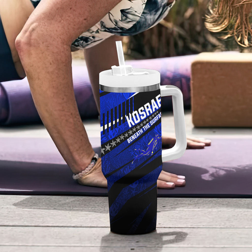 Kosrae Deep Sea Scuba Diving Tumbler With Handle Blue Hole Beneath The Surface Coral Reef Graphic Art