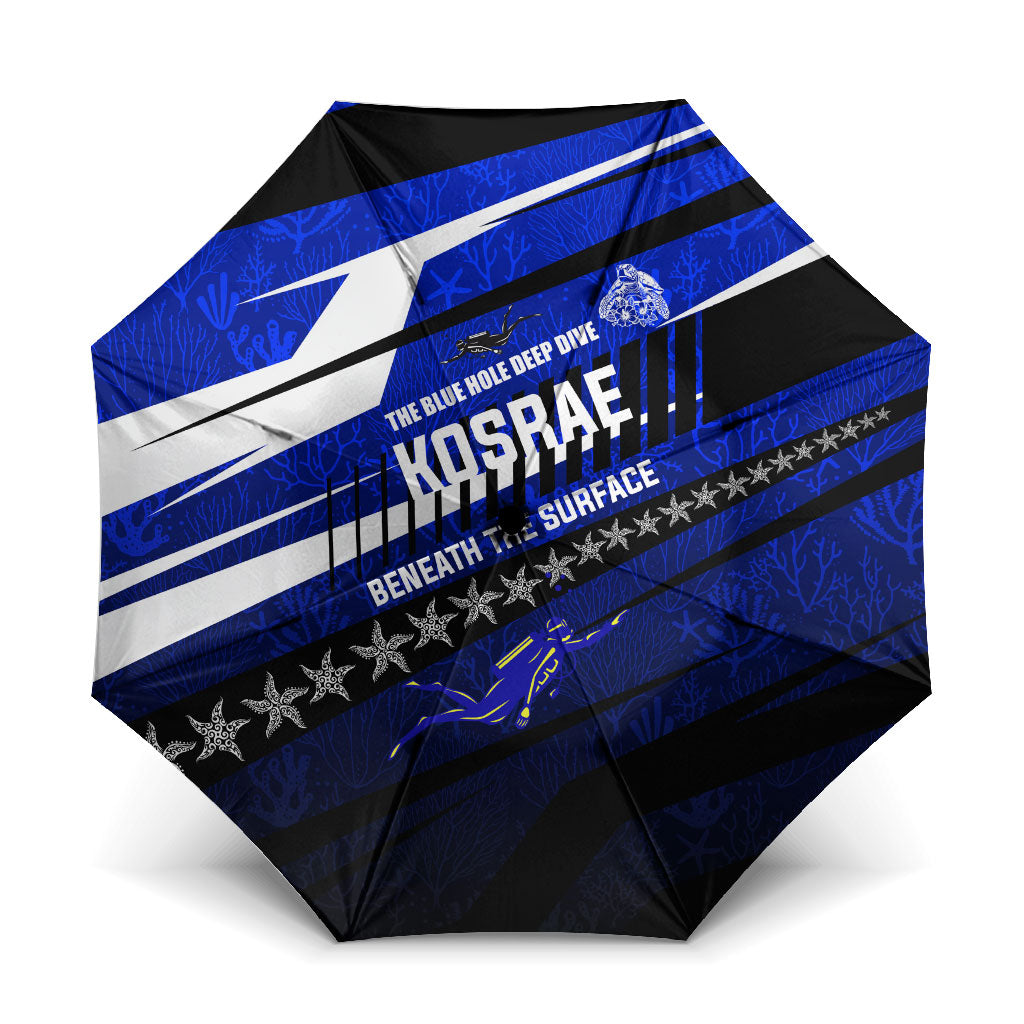 Kosrae Deep Sea Scuba Diving Umbrella Blue Hole Beneath The Surface Coral Reef Graphic Art TS04 One Size Folded 11.42 inch Opened Diameter 37.4 inch Blue Black - Polynesian Pride