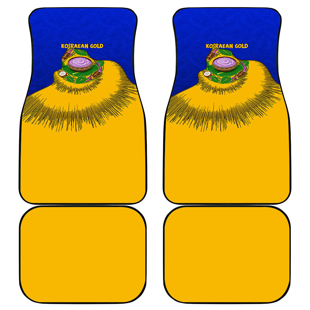 Kosrae Fafa Culinary Heritage Car Mats Kosraean Gold Taro Tradition Illustration With Coconut Leaves