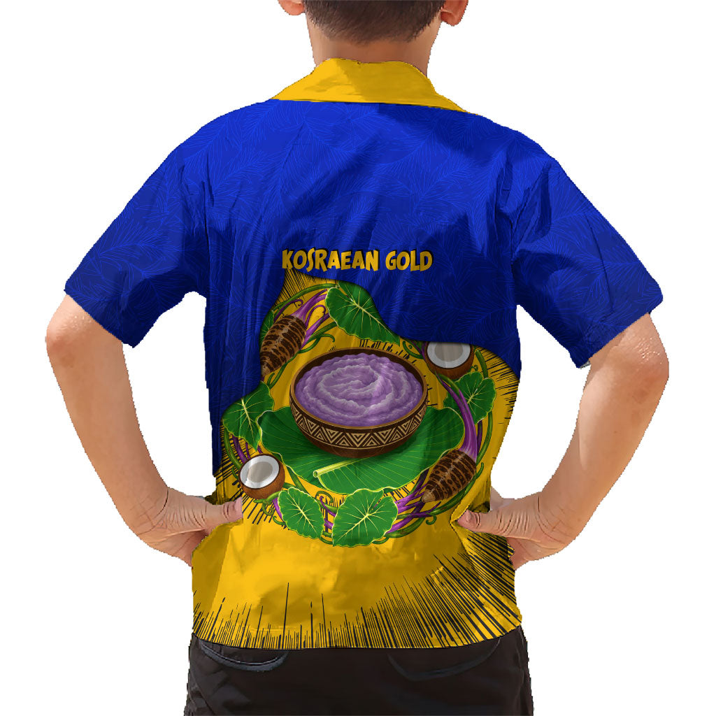 Kosrae Fafa Culinary Heritage Family Matching Long Sleeve Bodycon Dress and Hawaiian Shirt Kosraean Gold Taro Tradition Illustration With Coconut Leaves