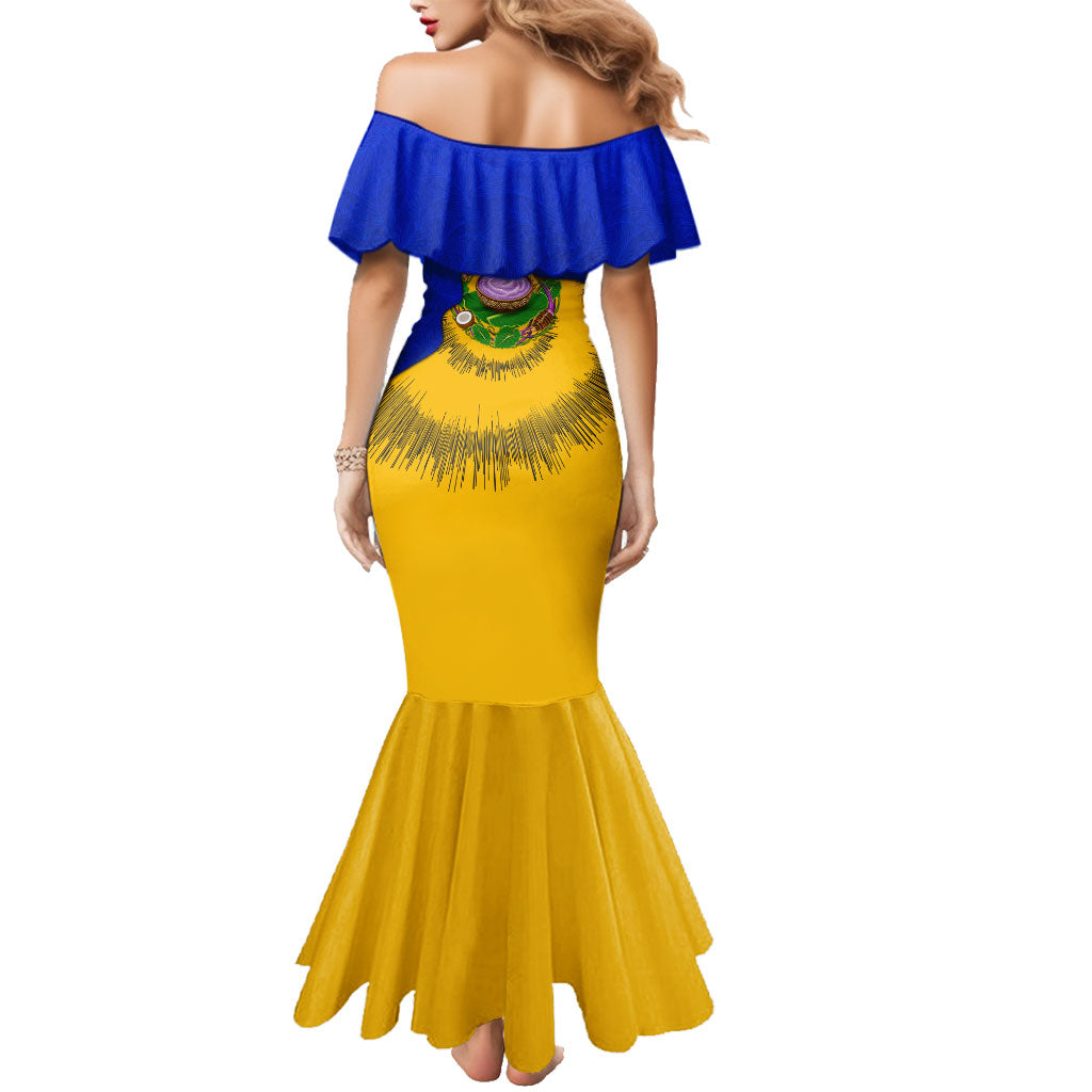 Kosrae Fafa Culinary Heritage Family Matching Mermaid Dress and Hawaiian Shirt Kosraean Gold Taro Tradition Illustration With Coconut Leaves