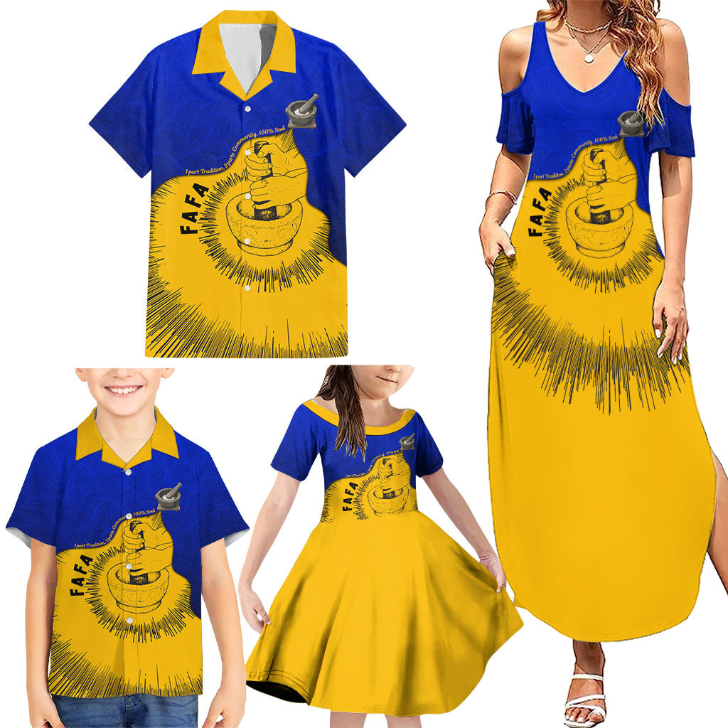 Kosrae Fafa Culinary Heritage Family Matching Summer Maxi Dress and Hawaiian Shirt Kosraean Gold Taro Tradition Illustration With Coconut Leaves TS04 - Polynesian Pride