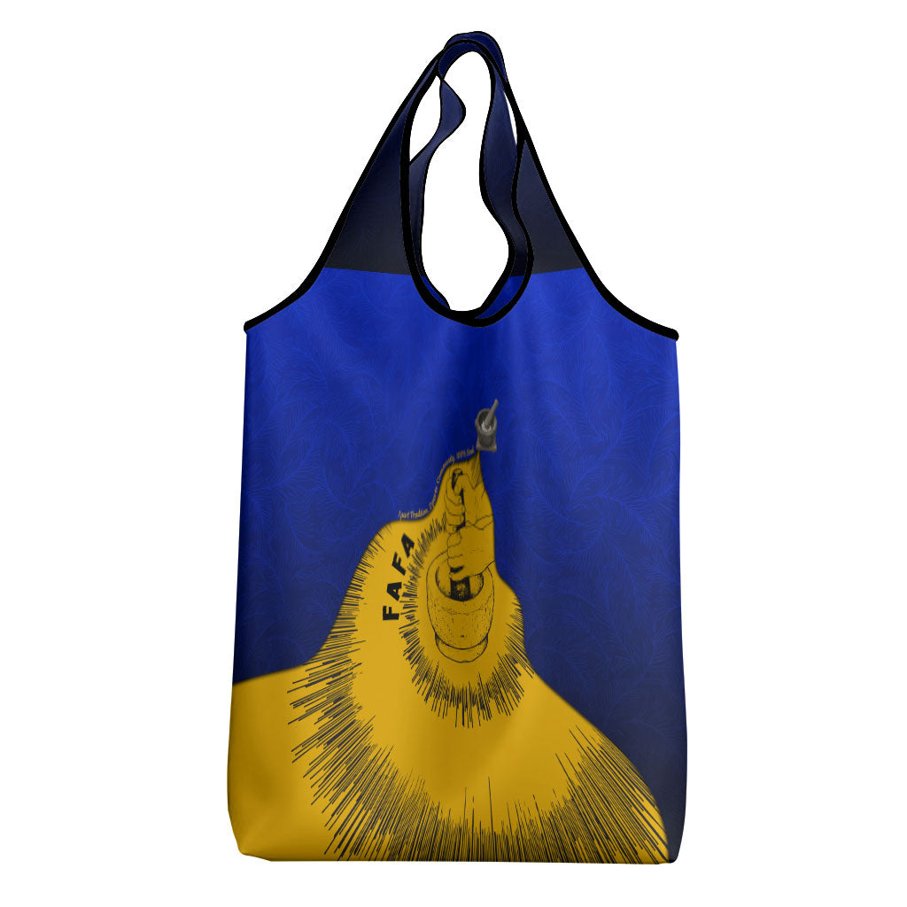 Kosrae Fafa Culinary Heritage Grocery Bag Kosraean Gold Taro Tradition Illustration With Coconut Leaves