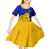 Kosrae Fafa Culinary Heritage Kid Short Sleeve Dress Kosraean Gold Taro Tradition Illustration With Coconut Leaves