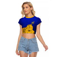 Kosrae Fafa Culinary Heritage Raglan Cropped T Shirt Kosraean Gold Taro Tradition Illustration With Coconut Leaves