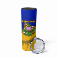 Kosrae Fafa Culinary Heritage Skinny Tumbler Kosraean Gold Taro Tradition Illustration With Coconut Leaves