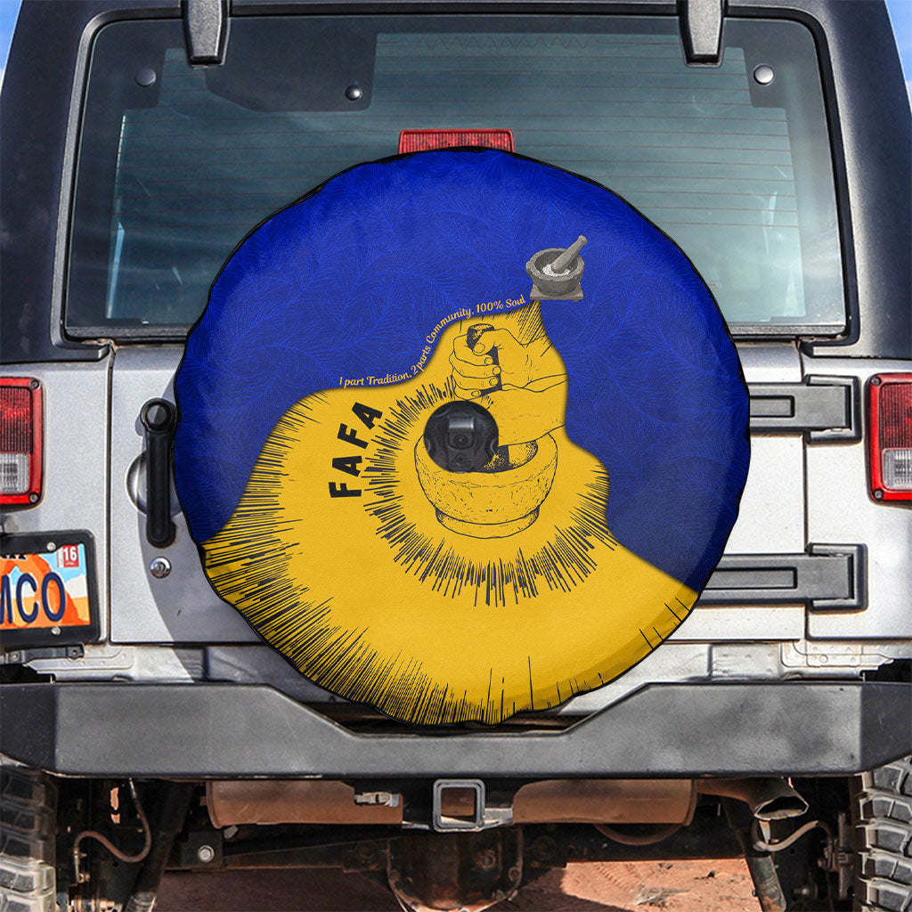 Kosrae Fafa Culinary Heritage Spare Tire Cover Kosraean Gold Taro Tradition Illustration With Coconut Leaves
