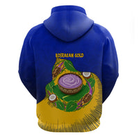 Kosrae Fafa Culinary Heritage Zip Hoodie Kosraean Gold Taro Tradition Illustration With Coconut Leaves