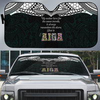 AIGA Always In Gods Arms Samoa Auto Sun Shade Polynesian Tribal Tattoo Art Family Heritage Faith TS04 Black White - Polynesian Pride