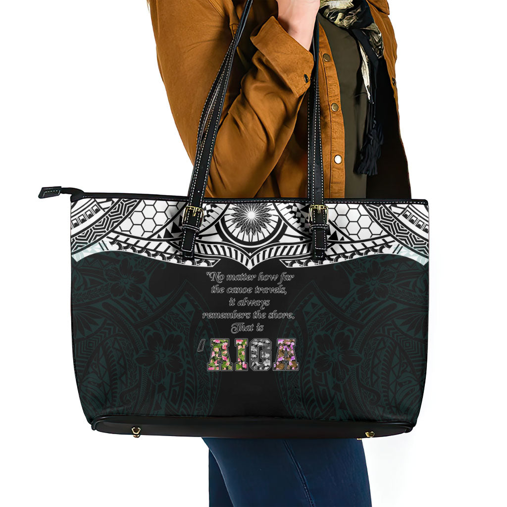 AIGA Always In Gods Arms Samoa Leather Tote Bag Polynesian Tribal Tattoo Art Family Heritage Faith TS04 - Polynesian Pride