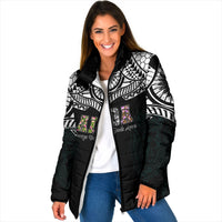 AIGA Always In Gods Arms Samoa Padded Jacket Polynesian Tribal Tattoo Art Family Heritage Faith TS04 Women Black White - Polynesian Pride